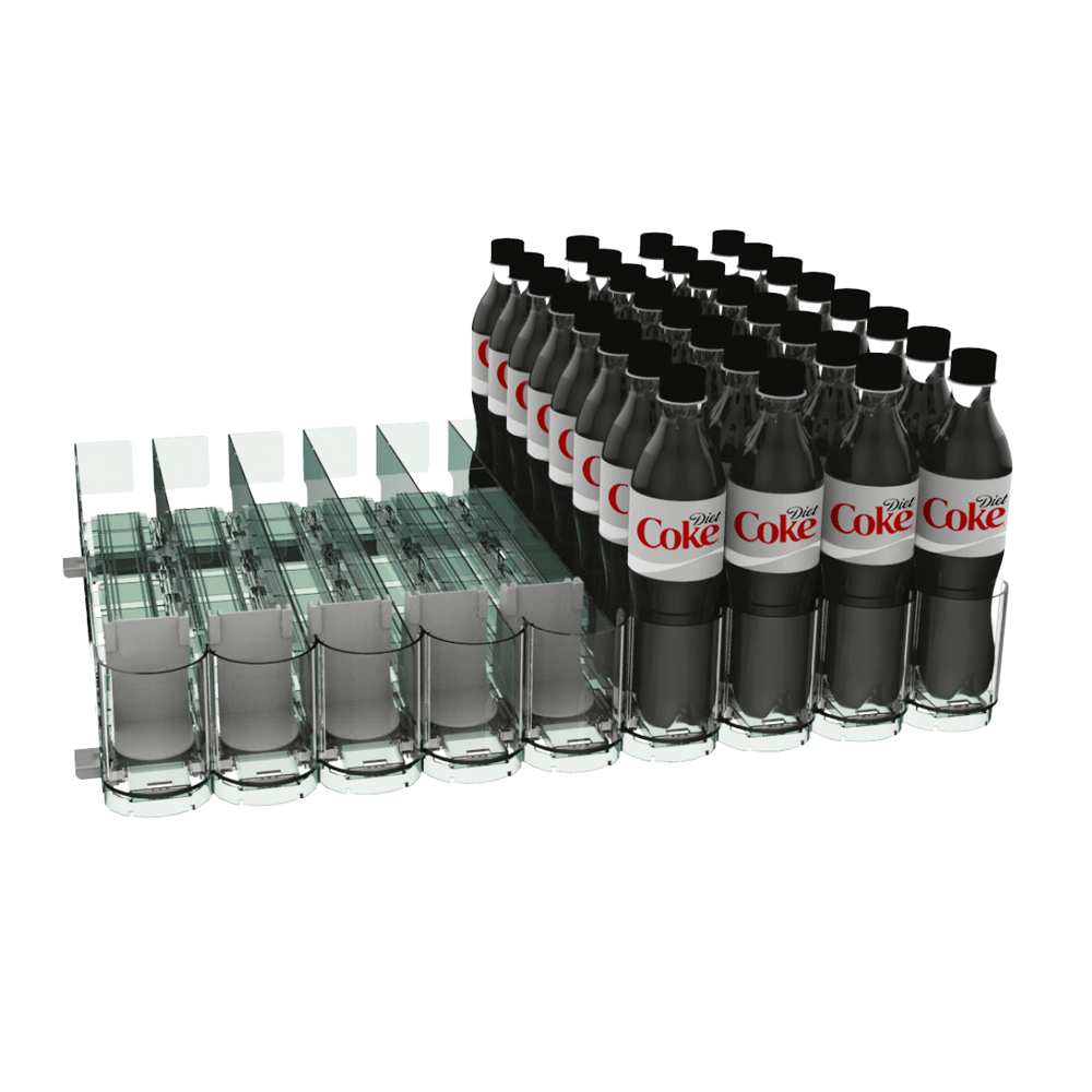 Bottle Shelf Pusher System Spring Loaded Shelf System