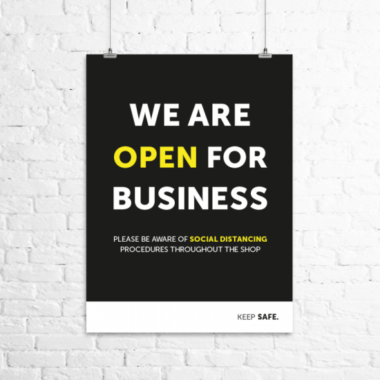 "We Are Open For Business." We Are Open Sign