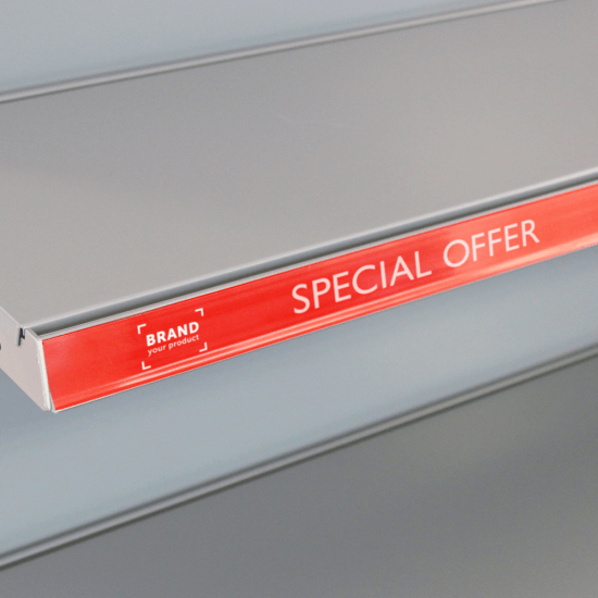 Bespoke Printed Shelf Edge Infill Strips with a single sided print