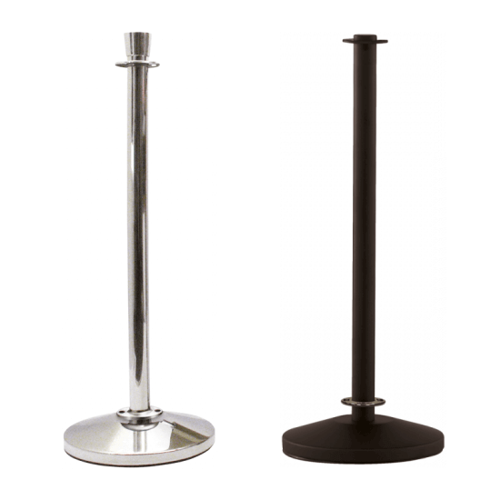 Chrome and Black Cafe Barrier Pole and Base