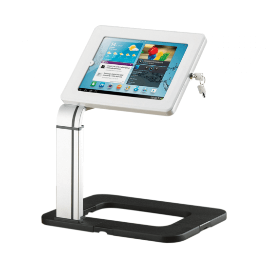 White tablet stand holder and tablet display unit