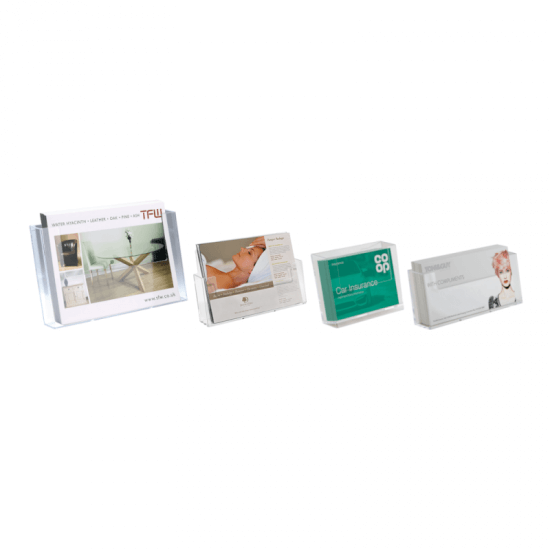 Wall mounted leaflet holders for 1/3 A4, A4, A5 and A6 literature 