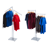Two arm clothes rail display stand with straight or sloping arms