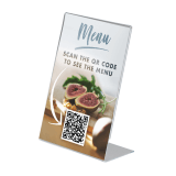 Freestanding Single Sided Acrylic Poster Holder with QR code insert
