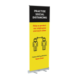 Economy Roller Banner with Practise Social Distancing banner