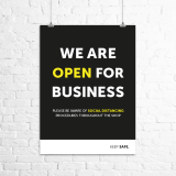 A4 "We Are Open For Business" poster