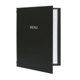 Charcoal menu folders with buckram cover and foil print
