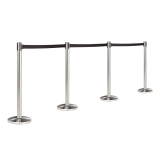 Retractable Queue Barriers with chrome posts and black belts