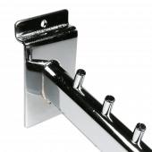 Slatwall arm with a metal backplate for fixing to your slatted panels