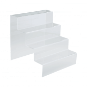 Four step acrylic display stand for countertops and shelves