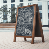 Chalkboard A Frame with steel hinges for easy foldaway storage