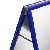 Hinges allow the Blue A Board to be folded away easily