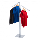 Sloped clothes rail for displaying garments