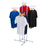 Retail clothing display racks with straight arms