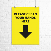 ‘Please clean your hands here’ hand washing poster