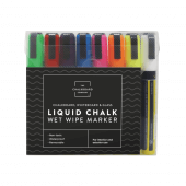 Coloured liquid chalk pen pack with 8 pens