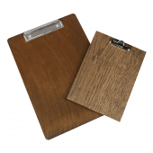 Wooden Menu Clipboards with a dark oak finish in A4 and A5 sizes
