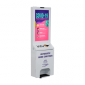 Digital hand sanitiser dispenser with advertising screen and branding