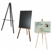Freestanding Wooden Easels with Foamex and chalkboard panels