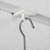 Self adhesive ceiling hooks for hanging wire and POS from