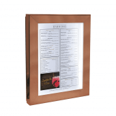 Copper menu display case with LED lighting