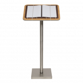 Wood effect and metal menu display stand
