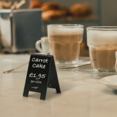 Mini chalkboards are popular for use as tabletop chalk signs
