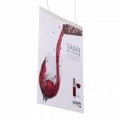Suspended poster holder with holes