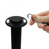 Black post with clip-on silver chain barrier