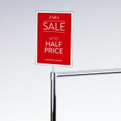 Screw in clothes rail sign holder for eye-catching clothes rail signs