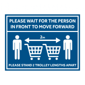 Please Stand 2 Trolley Lengths Apart social distancing floor graphic