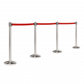 Retractable Queue Barrier with chrome posts and red belts