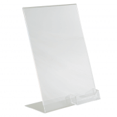Freestanding acrylic poster display with business card pocket