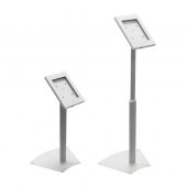 White floorstanding adjustable stand tablet holder