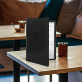 Leather backed menu covers ideal for restaurants and bars