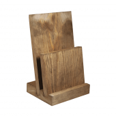 Wooden menu stand with optional front slot for slim menus or leaflets