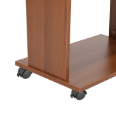 Four locking wheels make the wooden lectern easy to move