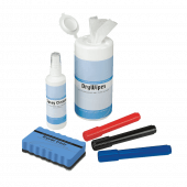 Whiteboard accessories pack with drywipe marker pens, eraser, wipes and spray