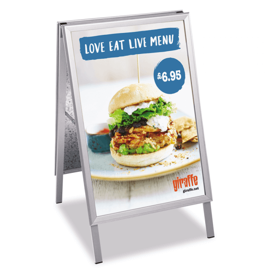 A-BOARD PAVEMENT SIGN MENU SANDWICH BOARD SHOP SIGN FOR A2 SIZE POSTERS WHITE 