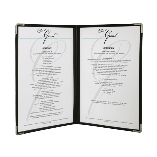 CLEAR 4 SIDES MENU HOLDER POCKETS FOR A4 LEATHERETTE STYLE MENU RE225 