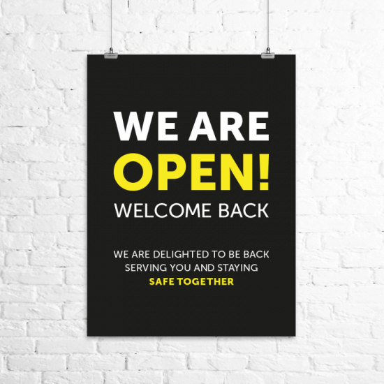 TP253 WE ARE OPEN  Poster Shop Window Pandemic Sign Shop OPEN FOR BUSINESS