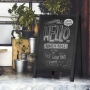 47.5cm x 67cm wooden chalkboard which folds away for compact storage