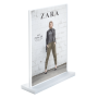 Counter Standing Supervue Acrylic Block Sign Holder with white base