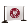 Black cafe banner system with printed cafe banner barriers