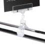 Ticket clip clamp attached to a 25mm thick pole for price displays