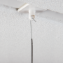 Extendable hooks attach directly to ceiling buttons