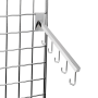 Gridwall rail arm with five sloping hooks