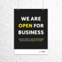 ‘We are open for business’ poster