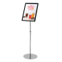 Chrome and Acrylic Floor Standing Poster Holder portrait