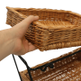 Three tier wicker basket display stand with removable wicker trays